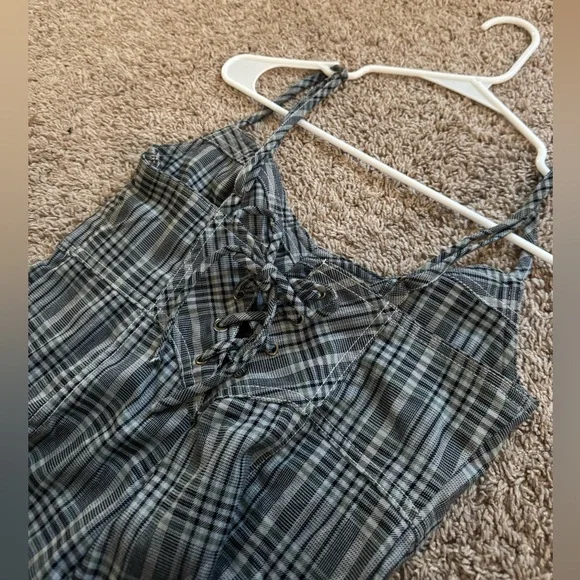Urban Outfitters Plaid Lace-Up Romper - Picture 2 of 5